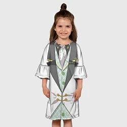 Платье клеш для девочки Белый мультяшный фрак с шейным платком, цвет: 3D-принт — фото 2