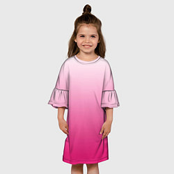 Платье клеш для девочки Бело-розовый градиент, цвет: 3D-принт — фото 2