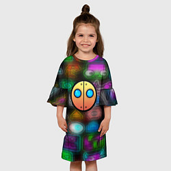 Платье клеш для девочки Geometry dash stiker, цвет: 3D-принт — фото 2