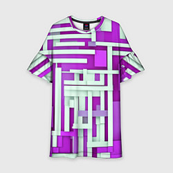 Платье клеш для девочки Полосы на фиолетовом фоне, цвет: 3D-принт