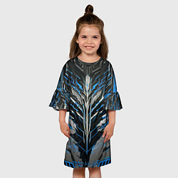 Платье клеш для девочки Киберпанк доспех синий, цвет: 3D-принт — фото 2