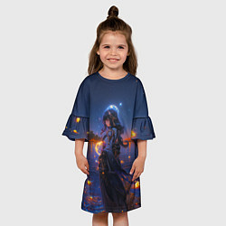 Платье клеш для девочки Шогун Райден и река, цвет: 3D-принт — фото 2