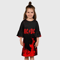 Платье клеш для девочки AC DC огненный стиль, цвет: 3D-принт — фото 2