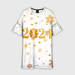 Платье клеш для девочки Новый 2024 год - золотой, цвет: 3D-принт