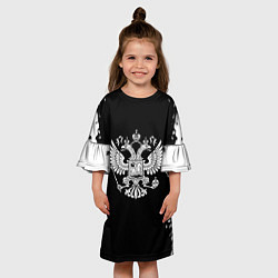 Платье клеш для девочки Герб РФ белые краски, цвет: 3D-принт — фото 2