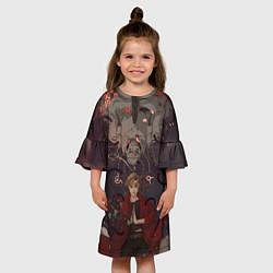 Платье клеш для девочки Стальной алхимик - два брата, цвет: 3D-принт — фото 2
