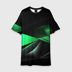 Платье клеш для девочки Трехмерность зеленой фигуры, цвет: 3D-принт