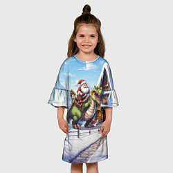 Платье клеш для девочки Санта на драконе 2024, цвет: 3D-принт — фото 2