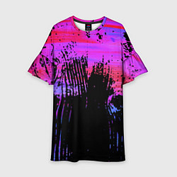 Платье клеш для девочки Розово синий сочный гранж, цвет: 3D-принт