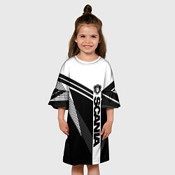 Платье клеш для девочки Scania логотип на абстрактном фоне, цвет: 3D-принт — фото 2