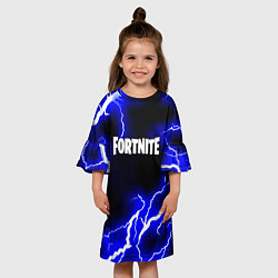 Платье клеш для девочки Fortnite шторм молнии неон, цвет: 3D-принт — фото 2