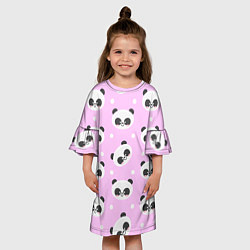 Платье клеш для девочки Милая улыбающаяся панда, цвет: 3D-принт — фото 2