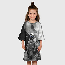 Платье клеш для девочки Космической путешественник, цвет: 3D-принт — фото 2