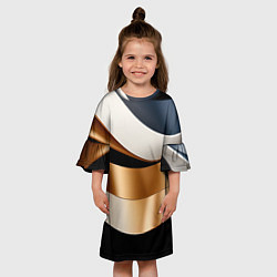 Платье клеш для девочки Золотистые вставки абстракции, цвет: 3D-принт — фото 2