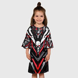 Платье клеш для девочки Красный скелетный киберпанк доспех, цвет: 3D-принт — фото 2