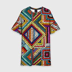 Платье клеш для девочки Этнический узор вышивка, цвет: 3D-принт