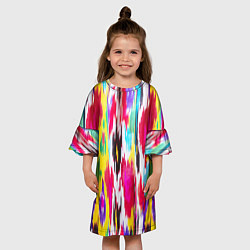 Платье клеш для девочки Атласная ткань узбекского народа - икат, цвет: 3D-принт — фото 2