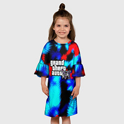 Платье клеш для девочки GTA 6 тропики, цвет: 3D-принт — фото 2