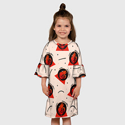 Платье клеш для девочки Петух и линии, цвет: 3D-принт — фото 2