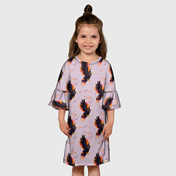 Платье клеш для девочки Орел и линии, цвет: 3D-принт — фото 2