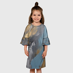 Платье клеш для девочки Мазки краски - нейросеть, цвет: 3D-принт — фото 2