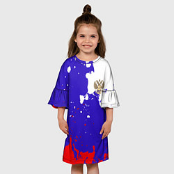 Платье клеш для девочки Российский герб на триколоре, цвет: 3D-принт — фото 2