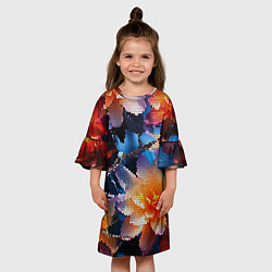 Платье клеш для девочки Мозаика крупные цветы, цвет: 3D-принт — фото 2