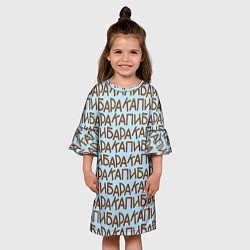 Платье клеш для девочки Капибара большими буквами, цвет: 3D-принт — фото 2