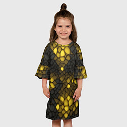 Платье клеш для девочки Жёлтый трескающийся камень, цвет: 3D-принт — фото 2