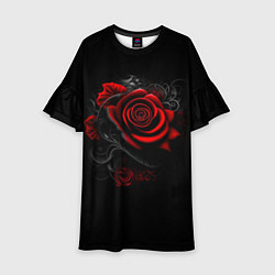 Платье клеш для девочки Алая роза, цвет: 3D-принт