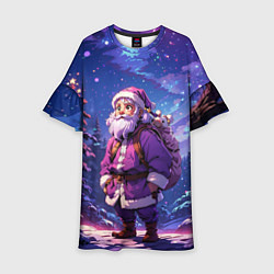 Платье клеш для девочки Cartoon Santa, цвет: 3D-принт