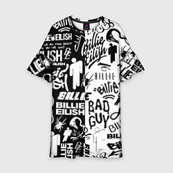Платье клеш для девочки Billie Eilish чернобелые битва лого, цвет: 3D-принт