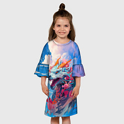 Платье клеш для девочки Небесный дракон, цвет: 3D-принт — фото 2