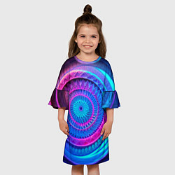 Платье клеш для девочки Фрактальная абстракция 2, цвет: 3D-принт — фото 2