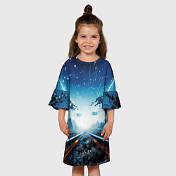 Платье клеш для девочки Космическая абстракция, цвет: 3D-принт — фото 2