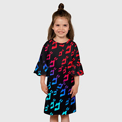 Платье клеш для девочки JoJos Bizarre битво лого неон, цвет: 3D-принт — фото 2