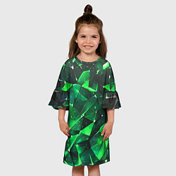 Платье клеш для девочки Зелёное разбитое стекло, цвет: 3D-принт — фото 2