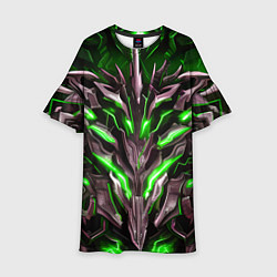 Платье клеш для девочки Зелёная кибер броня, цвет: 3D-принт