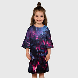 Платье клеш для девочки Фиолетовые кубы в фиолетовом дыме, цвет: 3D-принт — фото 2