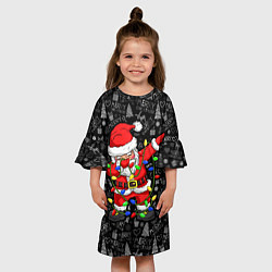 Платье клеш для девочки Санта Клаус с гирляндой, цвет: 3D-принт — фото 2