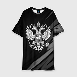 Платье клеш для девочки Герб России - черно-белая абстракция, цвет: 3D-принт