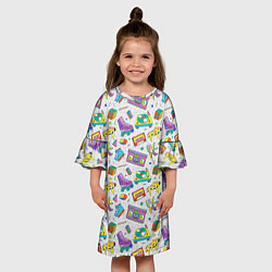 Платье клеш для девочки Ностальгия 90 ретро, цвет: 3D-принт — фото 2