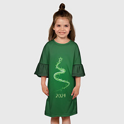 Платье клеш для девочки Стилизованная елка 2024, цвет: 3D-принт — фото 2