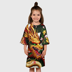 Платье клеш для девочки Морда японского дракона - ирезуми, цвет: 3D-принт — фото 2