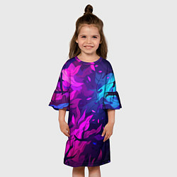 Платье клеш для девочки Фиолетовые яркие лепестки, цвет: 3D-принт — фото 2