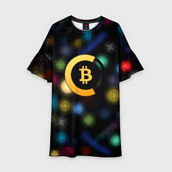 Платье клеш для девочки Bitcoin logo criptomoney, цвет: 3D-принт