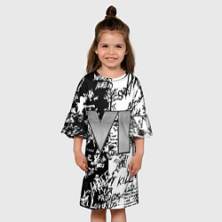 Платье клеш для девочки GTA 6 чб, цвет: 3D-принт — фото 2