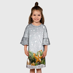Платье клеш для девочки Новогодняя ель, цвет: 3D-принт — фото 2