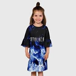 Платье клеш для девочки Stalker огненный синий стиль, цвет: 3D-принт — фото 2