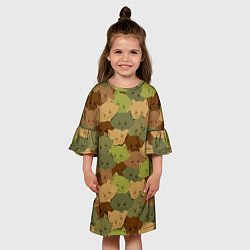 Платье клеш для девочки Котики - камуфляж, цвет: 3D-принт — фото 2
